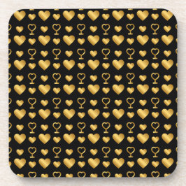 Luxury Black Gold Foil Hearts  Underlägg