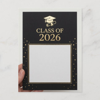 Luxury Black & Gold Graduation Announcement Photo  Vykort
