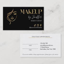 Luxury Black & Gold Makeup Appointment Card Tidsbeställning Kort