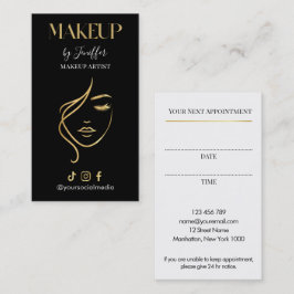 Luxury Black & Gold Makeup Appointment Card Tidsbeställning Kort