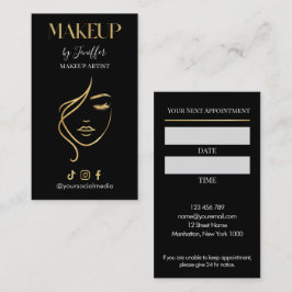 Luxury Black & Gold Makeup Appointment Card Tidsbeställning Kort