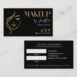 Luxury Black & Gold Makeup Appointment Card Tidsbeställning Kort