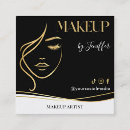 Luxury Black & Gold Makeup artist Bussines card Fyrkantigt Visitkort