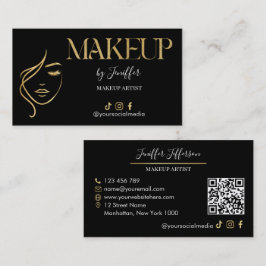 Luxury Black & Gold Makeup artist Bussines card Visitkort