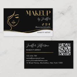 Luxury Black & Gold Makeup artist Bussines card Visitkort