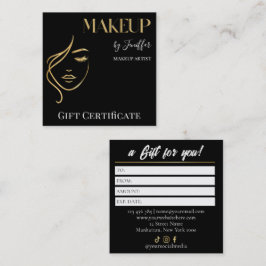 Luxury Black & Gold Makeup Gift Certificate Card Lojalitetskort