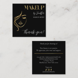 Luxury Black & Gold Makeup Thank you Card Lojalitetskort