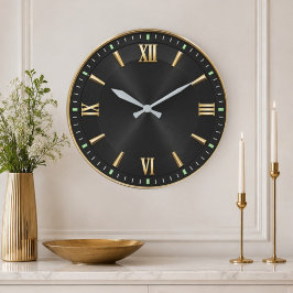 Luxury Black & Gold Modern Minimalist Stor Klocka