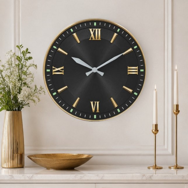 Luxury Black & Gold Modern Minimalist  Stor Klocka (Skapare uppladdad)