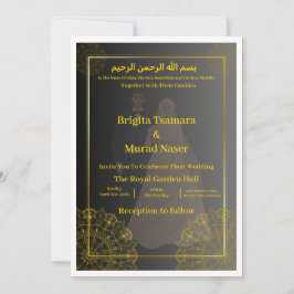 Luxury Black & Gold Muslim Wedding Invite Inbjudningar
