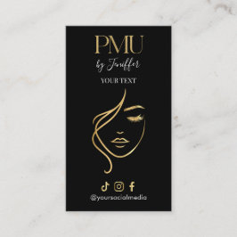 Luxury Black & Gold PMU Appointment Card Tidsbeställning Kort