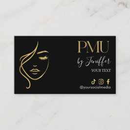 Luxury Black & Gold PMU Appointment Card Tidsbeställning Kort