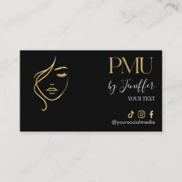 Luxury Black & Gold PMU Appointment Card Tidsbeställning Kort