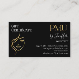 Luxury Black & Gold PMU Gift Certificate Card Lojalitetskort