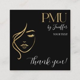 Luxury Black & Gold PMU Thank you Card Lojalitetskort