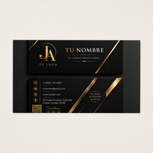 Luxury Black & Gold Professional Business Card  Visitkort (Framsidan)
