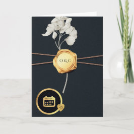 Luxury Black & Gold Wax Seal Wedding Invitation  Kort