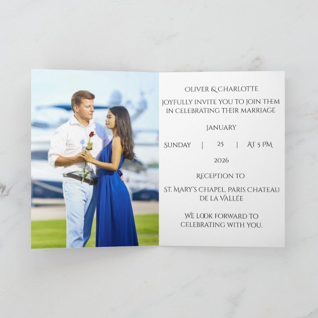 Luxury Black & Gold Wax Seal Wedding Invitation  Kort (Inuti)