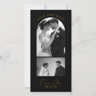 Luxury Black & Gold Wedding Bookmark Save the Date Spara Datumet