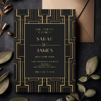 Luxury Black & Guld Art Deco Gatsby Bröllop