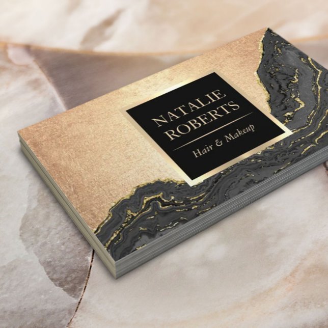 Luxury Black & Guld Beauty Salon Spa Visitkort (Skapare uppladdad)