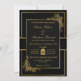 LUXURY BLACK & GULD BRÖLLOP INBJUDNINGAR