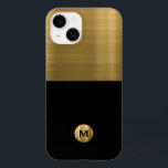 Luxury Black Guld Brushed Metall Monogram<br><div class="desc">Modern luxe guld borstat metall monogrammedallion med monogrammad initialt i klassisk blocktypografi på svart och guld.</div>