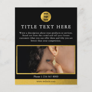 Luxury Black & Guld Business Logotyp Marknadsförin Flygblad