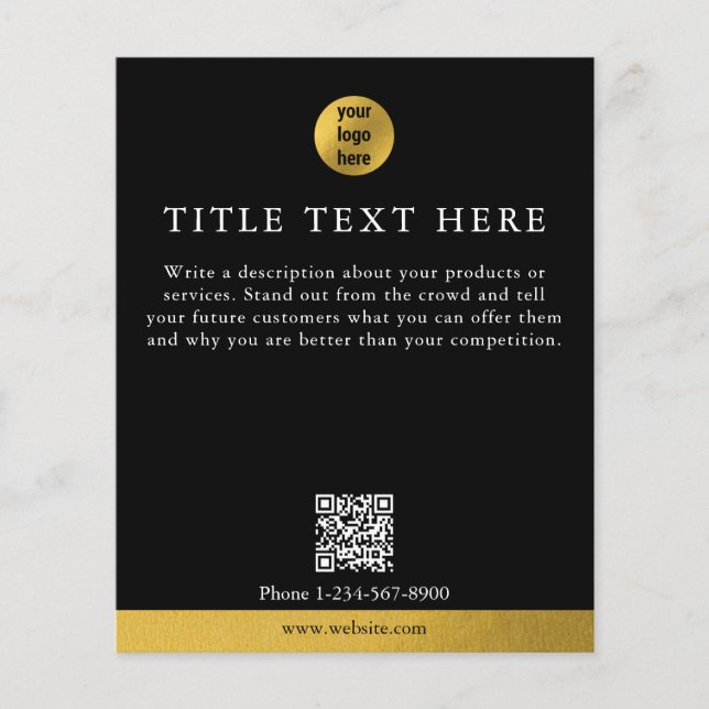 Luxury Black Guld Business Logotyp Marknadsföring  Flygblad (Framsidan)