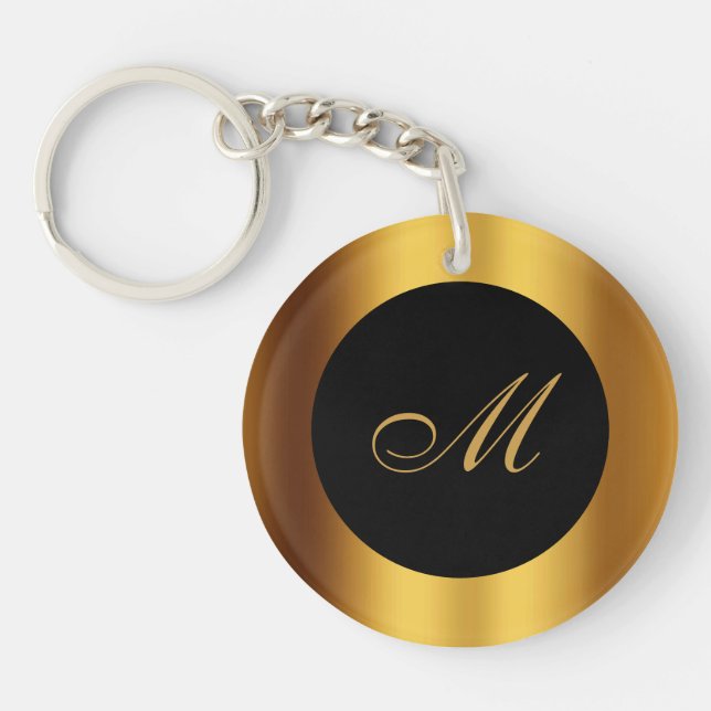 Luxury Black Guld Calligraphy Gräns Monogram (Framsidan)