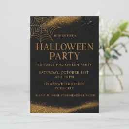 Luxury Black & Guld-Eleganten Halloween Inbjudningar