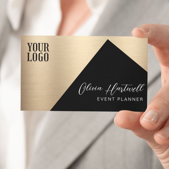 Luxury Black & Guld Event Planner Visitkort (Skapare uppladdad)