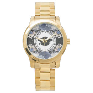 Luxury Black Guld Glitter Blommigt Studenten Armbandsur