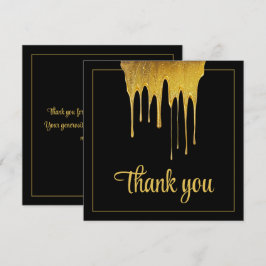 Luxury Black & Guld Glitter Drip Sweet 16 Birthday Tack Kort