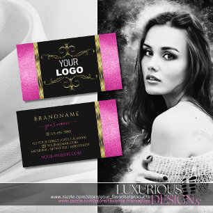 Luxury Black Guld med Rosa Glitter Add Logotyp Roy Visitkort