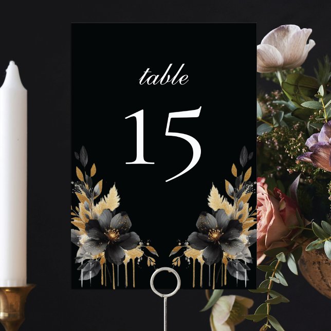 Luxury Black Guld Mexican Stil Quinceañera Bordsnummer (Skapare uppladdad)