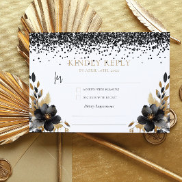 Luxury Black Guld Mexican Stil Quinceañera Osa Tilläggskort