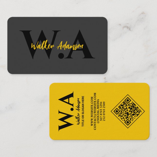 Luxury Black & Guld | Modern Professionell Monogra Visitkort (Fram/baksida)