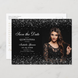 Luxury Black Guld Quinceañera Spara datum Vykort