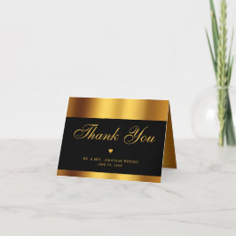 Luxury Black Guld skript Inside Photo Bröllop Tack Kort