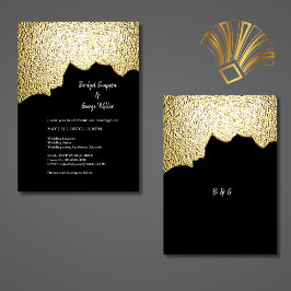 Luxury Black Guld texturerad modern Bröllop Inbjudningar