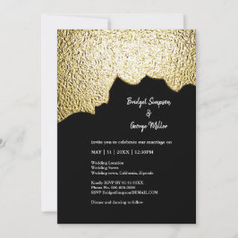 Luxury Black Guld texturerad modern Bröllop Inbjudningar