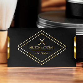 Luxury Black Guld-utsikt i Hair Stylist Sissors Sa Visitkort