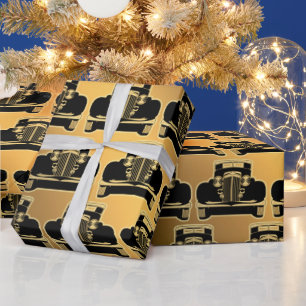 Luxury Black Guld Vintage bil Presentpapper