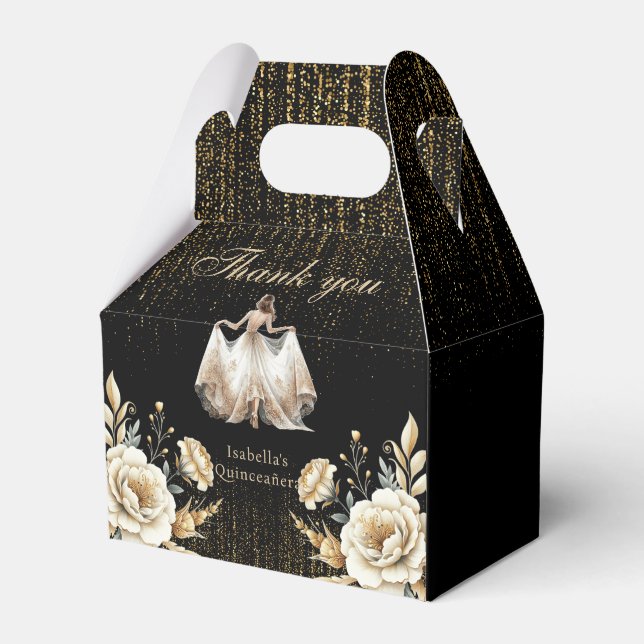 Luxury Black Ivory Guld Mexican Stil Quinceañera Presentaskar (Framsidan Sidan)