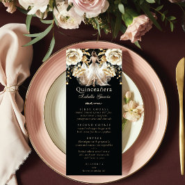 Luxury Black Ivory & Guld Quinceañera Meny