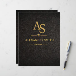 Luxury Black Leather Gold Monogram Business Brand Brevhuvud