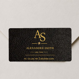 Luxury Black Leather Gold Monogram Business Brand Fraktsedel