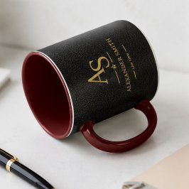 Luxury Black Leather Gold Monogram Business Brand Mugg