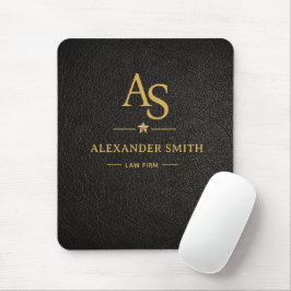 Luxury Black Leather Gold Monogram Business Brand Musmatta
